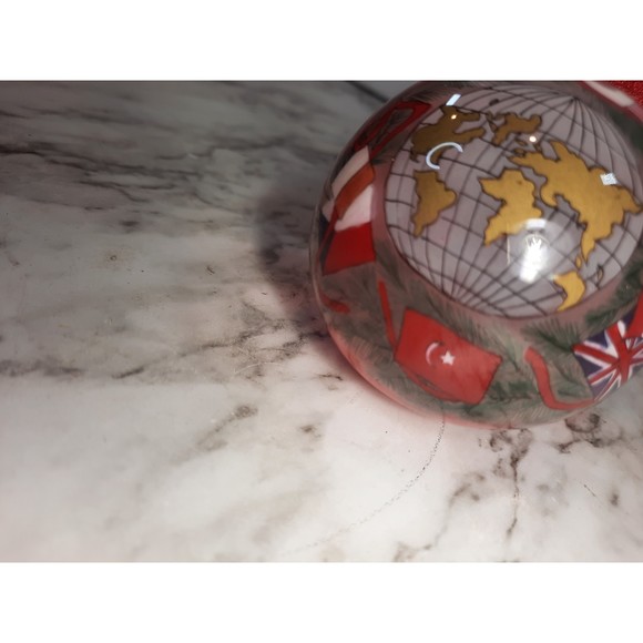 Christmas Ornament Reverse Painted Glass Collectible World and Flag - Picture 4 of 6
